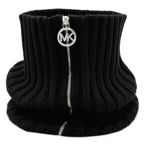 MICHAEL KORS NECK WARMER BLACK RIBBED KNIT ZIP UP NEW!